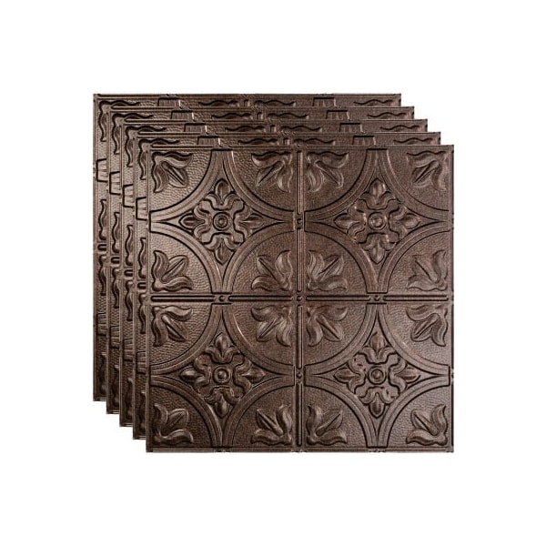 Acoustic Ceiling Products Fasade Traditional Syle # 2 - 23-3/4" x 23-3/4" PVC Lay In Tile in Smoked Pewter - PL5227 - main